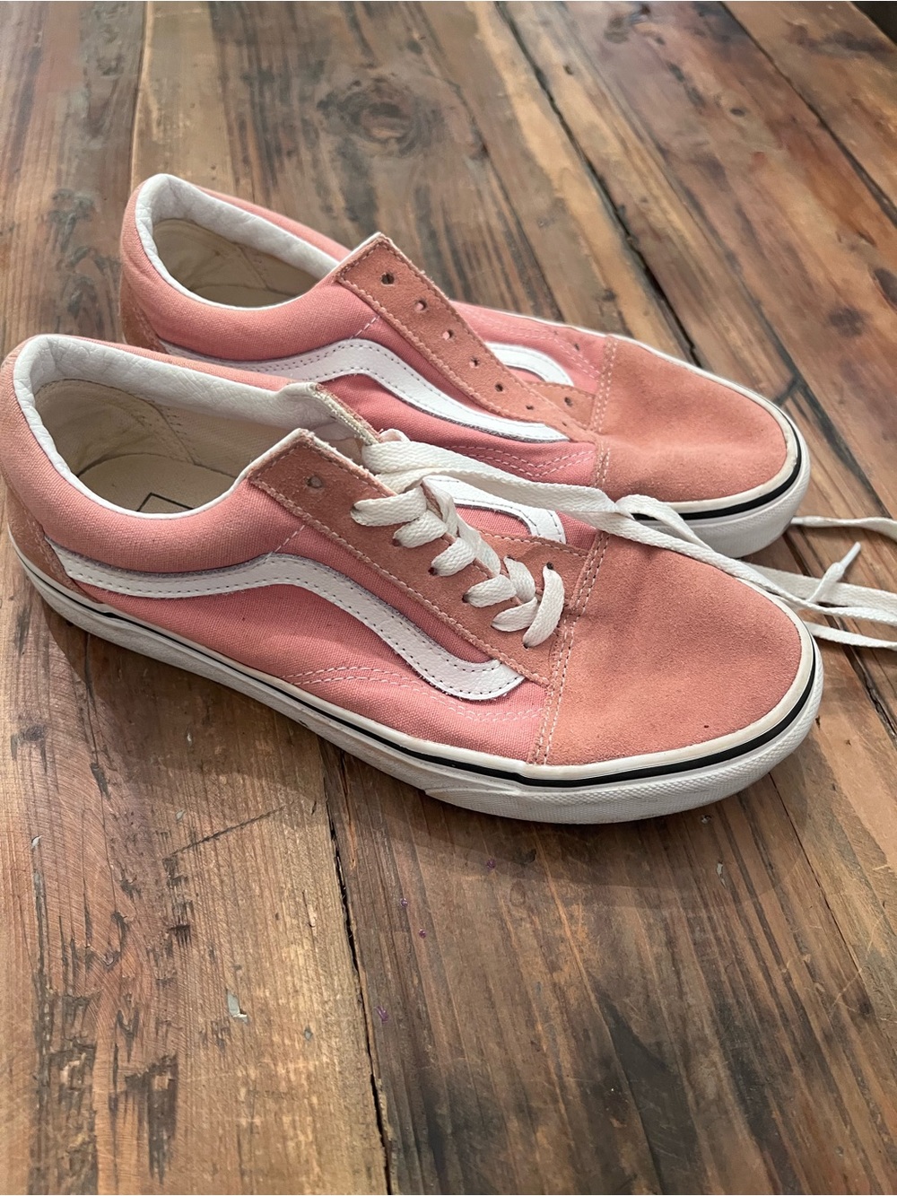Vans Women’s Pink Low-Top Sneakers with White Wave Stripe